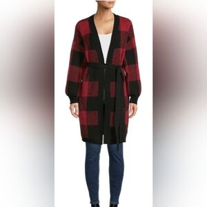 Time and Tru Red and Black Knit Sweater